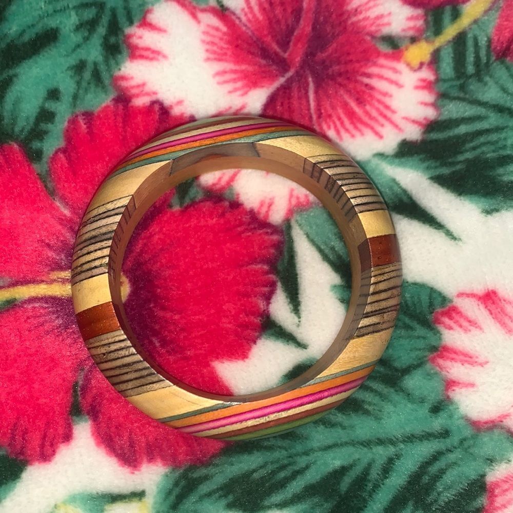 Bohemian Colorful Wood Bangle Bracelet